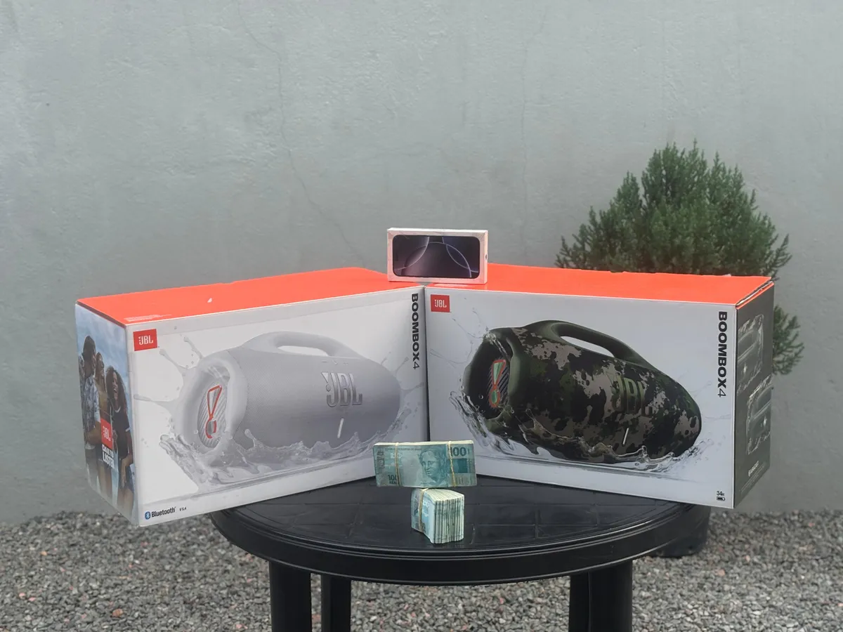 CENTENA : IPHONE 16 PRO MAX + 02 JBL BOOMBOX 4 OU 15.000,00 SORTEIO 11 DE ABRIL